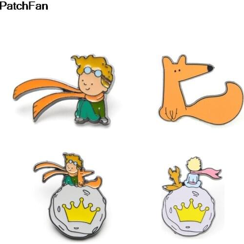 A3281 Patchfan Cartoon Little Prince Fox Metal Enamel Pins and Brooches for Girls Fashion Lapel Pin Backpack Bags Badge Gifts