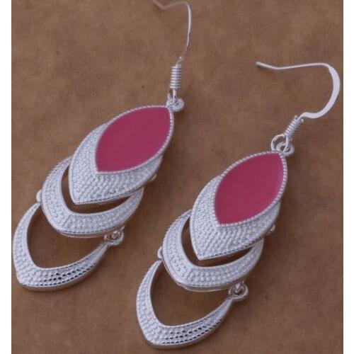 AE573 Trendy wholesale earrings , fashion jewelry , Three hearts inlaid red stone /bwsaknza bxfakoma