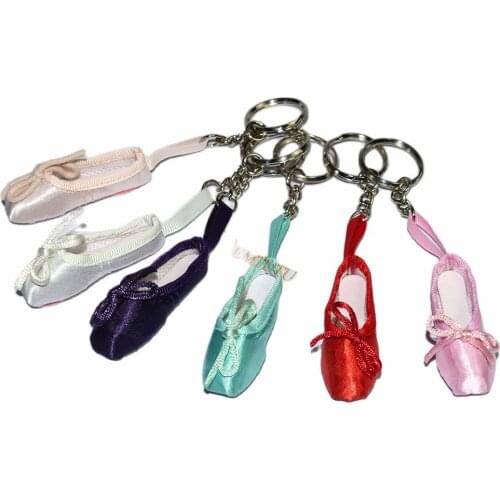 Mini Ballet Shoe Keychain Ballet Gift Satin Pointe Shoes Key Ring Pink Dance shoes Ballet Bag Charm Chain Ballet Accessory
