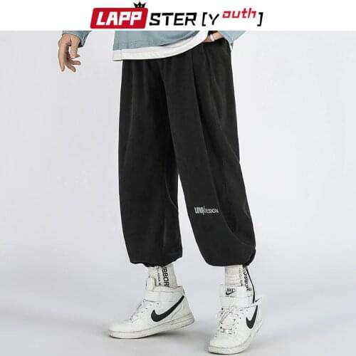 LAPPSTER-Youth Men Japanese Streetwear Harajuku Sweatpants 2021 Spring Mens Black Cargo Pants Loose Joggers Man Fashion Trousers