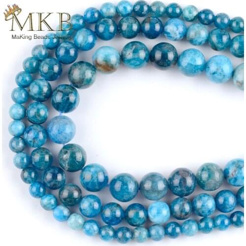 Natural Stone Apatite Round Loose Beads For Jewelry Making 6-12mm Spacer Beads DIY Bracelet Necklace Jewellery Wholesale 15"