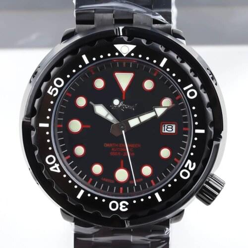 HEIMDALLR Special NH35A Automatic Mechanical Watches 200m Mens Diver Watch Sapphire Crystal Black PVD Coated Case C3 Luminous