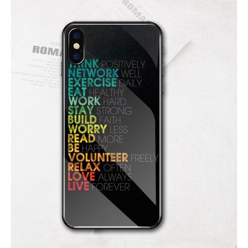 For iphone 8 plus case Motivational Quotes tempered glass case cover for iphone x xr xs max 11 pro max 6 6s 7 8 plus DIY case