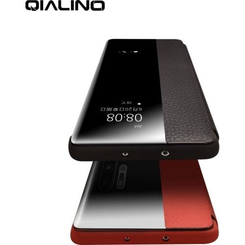 QIALINO Luxury Genuine Leather Phone Case for Huawei P30/P40 Pro Ultra Slim Smart View Wake Sleep Up Cover for Huawei Mate30 Pro