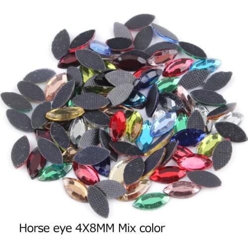 Horse eye Shape 144Pcs/lot 4X8MM Hotfix Rhinestone Mix Color for Cloths Adornment DIY phone accessories free shipping
