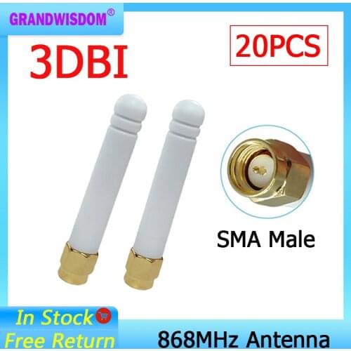 868MHz 915MHz lora antenna 20pcs GSM 3bdi SMA Male Connector antena 868 915 MHz antenne white small size antennas for Lorawan