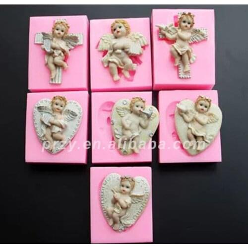 PRZY Baking Tool Fondant Cake Silicone Mold Carved Angel 6 Styles for Cake Decorations Aroma Stone Moulds Silicone Rubber 001