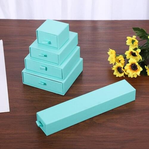 12pcs Cardboard Jewelry Set Packaging Paper Drawer Gift Box Ring Necklace Bracelet Earring Display Boxes with Black Sponge