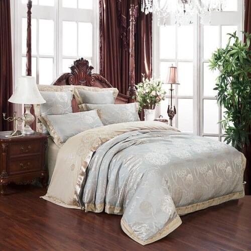 Bedding Set Home Textile 4pcs Satin Jacquard Bedclothes Bed Sets Silk Cotton Duvet Cover Bed Sheet Pillowcases Queen King Size