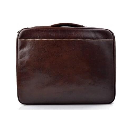 Leather folder document file folder A4 leather zipped folder bag brown