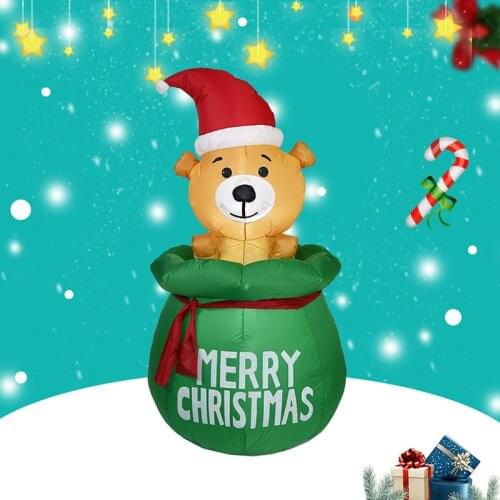 Creative Christmas Inflatable Luminous Doll LED Lights Gift Bag Inflatable Puppy Model for Xmas Yard Garden Decoration Party New