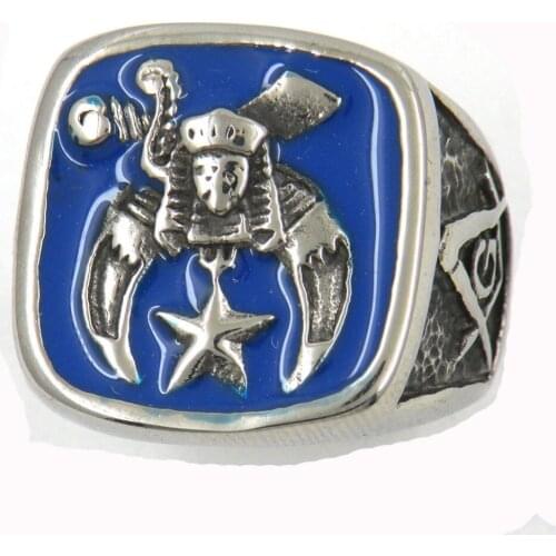 FANSSTEEL Stainless Steel Jewelry Freemansory Master Mason Square and Ruler Shriner Masonic Ring FSR11W39BL