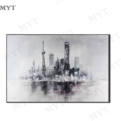Frameless Best gift Hand Painted Wall Picture Abstract gray Mirage Oil Painting on Canvans art for Living room Home Decor