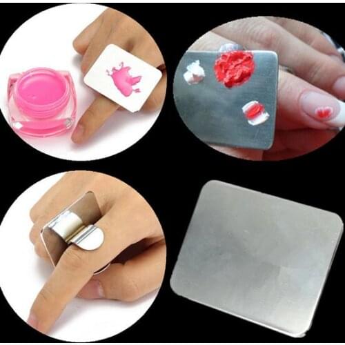Nail Art Makeup Cosmetic Stainless Steel Paint Mix Palette Ring Tool