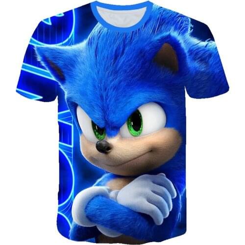 Boys Cartoons Sonic Print Clothes Girls boys 3D Funny T-shirts Costume Children Summer Men Clothing Kids fashion Tees kids tops