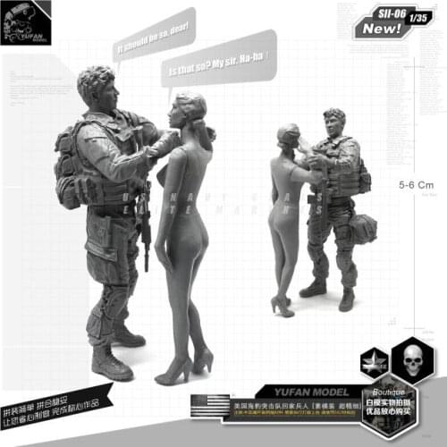 1/35 Model Kits Us Commando And Wife New Version Resin Soldier SII-06