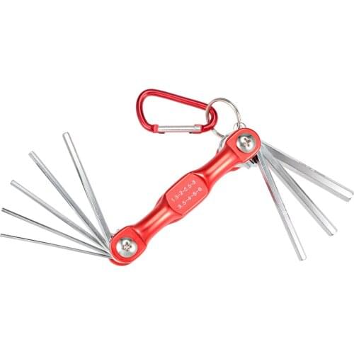 Uxcell Hex Key Set 8 in 1 Folding Combination Wrench for Repair Tool Blue Garage Workshop Bikes Tool box Metal Workers