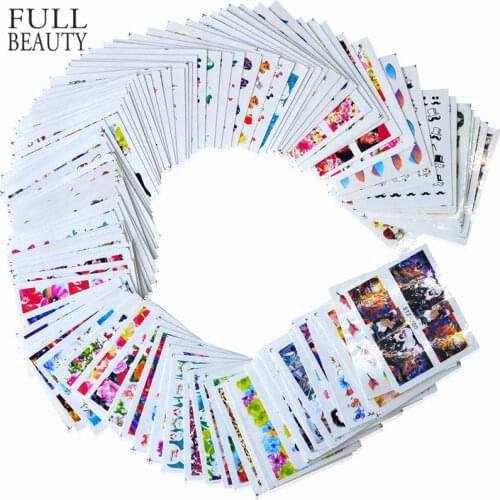100pcs/lot Nail Sticker Decals Sets Water Transfer Different 100 Designs Beauty Full DIY Tips Nail Charm for Nail Art STZ134-233