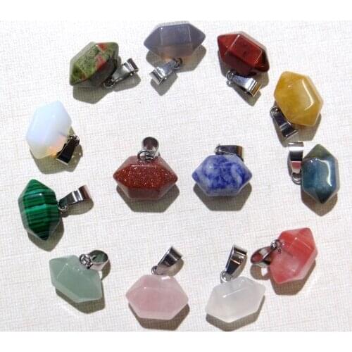 Natural stone Quartz Crystal Opal Turquoises aventurine tiger eye beads pendant for diy Jewelry making necklace Accessories24pcs