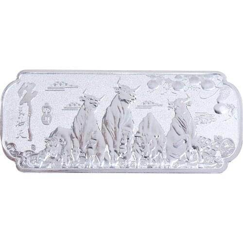 2021 New Year Of The Silver Bars Ox Commemorative Coin Craft Chinese Zodiac Souvenir Medal