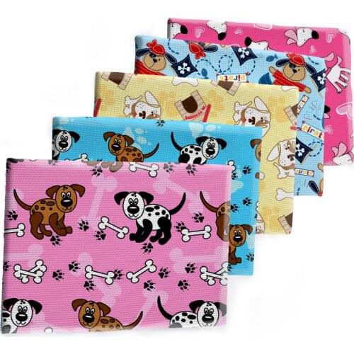 Bullet Polyester Fabric Printed Dog Animal Cartoon Liverpool for DIY Hair Bow Scarf Home Textiles Materials 50*145cm