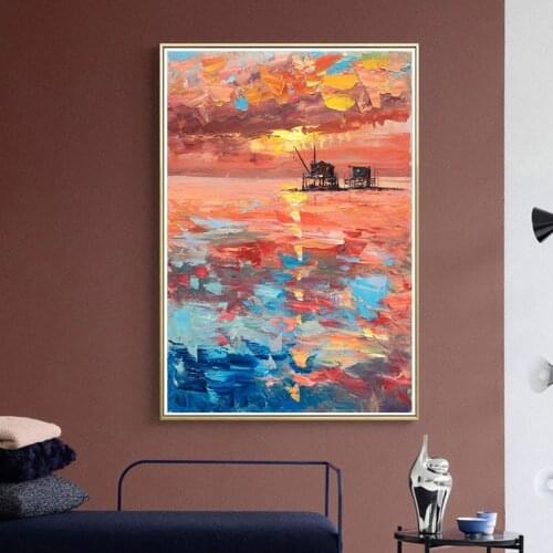 Scandinavian Beautiful Knife Landscape Cuadros Decorativos Canvas Painting Impressionist Printed Canvas Prints Wall Art Pictures