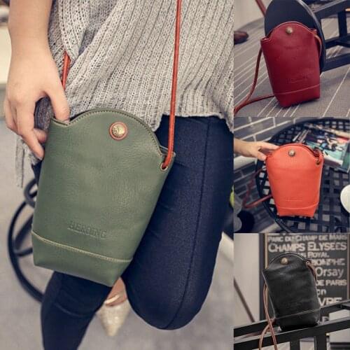 Women Messenger Bags Lady Slim Soild Color Crossbody Shoulder Bag Female PU Leather Handbag Small Bucket Fashion Shopping Tote
