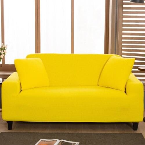 Thick Elasticated Plush Sofa Covers for Living Room Velvet Corner Armchair Couch Pleads Cover L Shape Furniture Solid Color