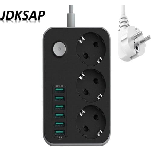 Eu Plug USB Extension Socket Multi Electronic Power Strip Universal Outlet Power Switch 1.8m Cord Network Filter for Phones