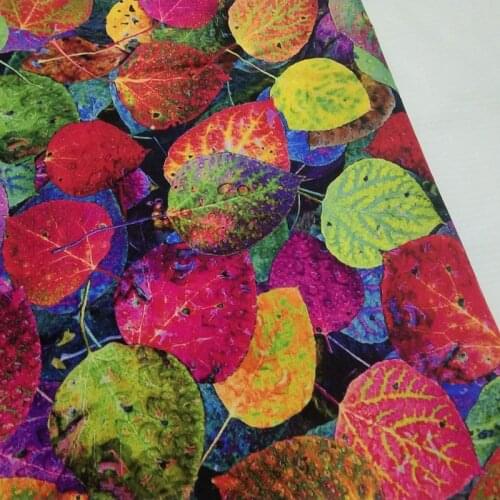 Viaphil 100% Cotton Fabric Brand New Vivid Colorful Leaf Printed Sewing Cloth Dress Clothing Textile Tissue