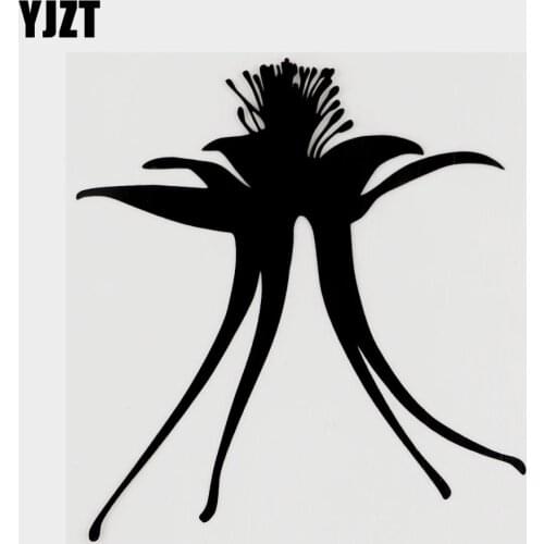 YJZT 12.7CM×13.7CM Personality Flower Plant Vinyl Decorative Car Sticker Decal Black/Silver 18B-0170