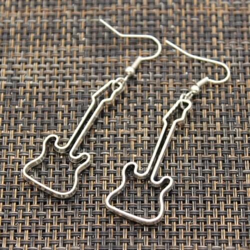 New Fashion Handmade Electic Guitar Flying Wings Skull Guitar Pendants DIY Earrings For Women Party