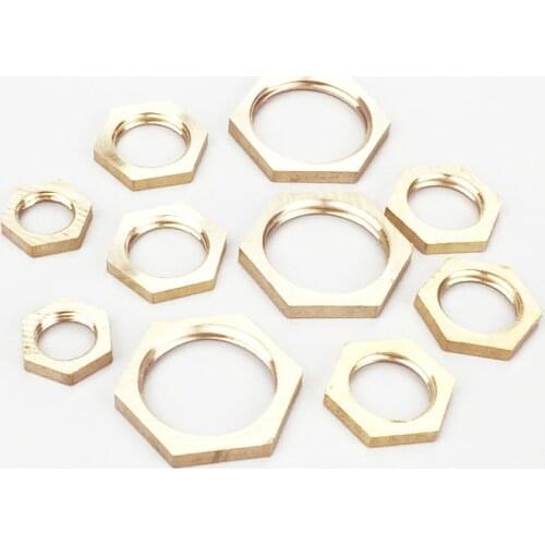 1-5pcs Brass Hex Lock Nuts Pipe Fitting 1/8" 1/4" 3/8" 1/2" 3/4" 1" BSP Female Thread Hexagonal shank Flange cap