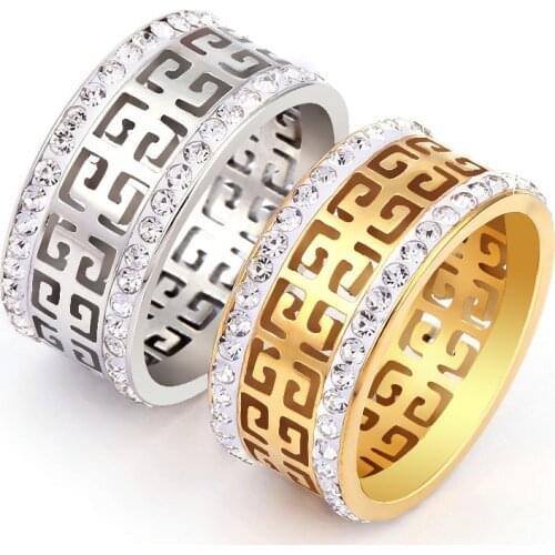 2021 Trendy Great Wall Pattern Stainless Steel Jewelry Stainless Steel Titanium Steel Ring Mens Gift Jewelry