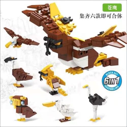 2021 Newest Building Block 6 In 1 Disassembly Dinasour Wild Animal Marine Life Early Learning Education Toys For Children Gift