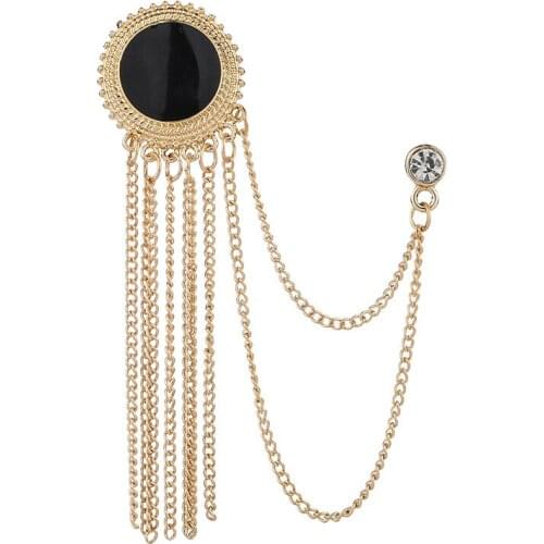 24pcs/Lot Decoration Shiny Black Round Rhinestone Tassel Pin Brooch Fashion Simple Wild Temperament Brooch Ornament Jewelry