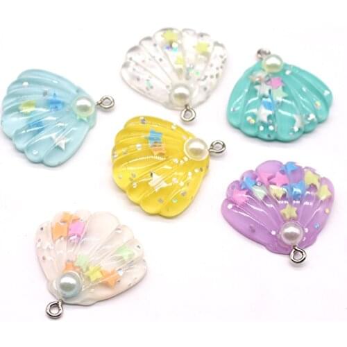 5pcs Mix Nautical Fan Shell Resin Earring Charms Diy Jewelry Findings Cute Scallop Bracelet Necklace Pendant Accessory F260