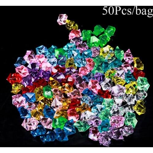50PCS Colorful Artificial Stones Cobblestones Crystal Ice Cubes Vase Filler Pebbles Aquarium Landscape Fish Tank Home Decor Tool