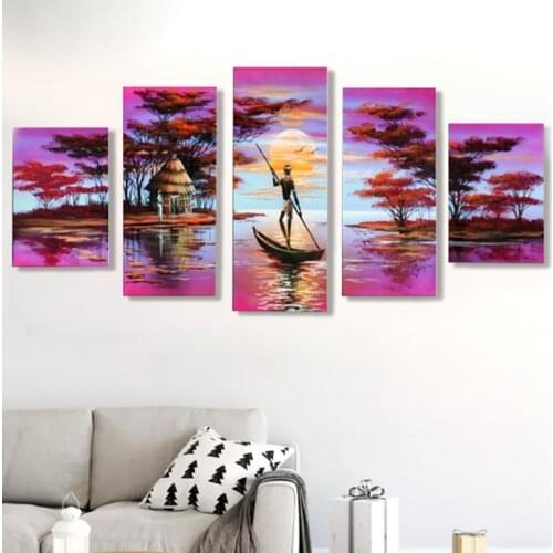 5D Diamond Painting Purple Sunset Glow Modular Picture Cross Stitch Kit Full Drill Embroidery Landscape Mosaic Art Rhinestones