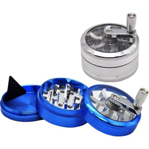 63mm Hand Crank Herb Weed Grinder Metal Cigarette Tobacco Crusher Pollen Zinc Alloy