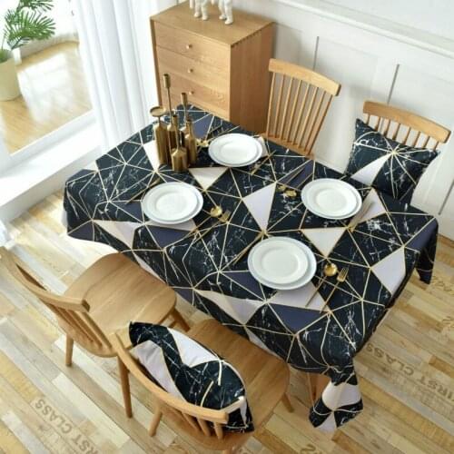 Printing Black TableCloth Wall Brick Geometric Style Dining Table Cover Computer Desk Cover Fridge Cover Waterproof Oilproof