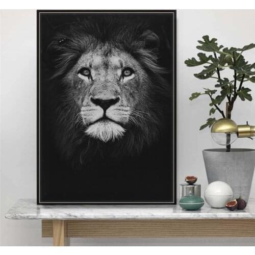 Black and White Lion Canvas Painting On The Wall Elephant Deer Leopard Animal Posters And Prints Bedroom Decor Wall Art Pictures