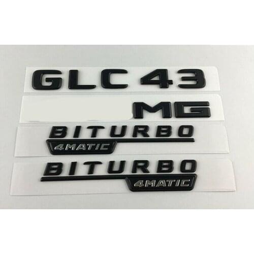 Black GLC43 for AMG BITURBO 4MATIC Trunk Fender Badges Emblems for Mercedes