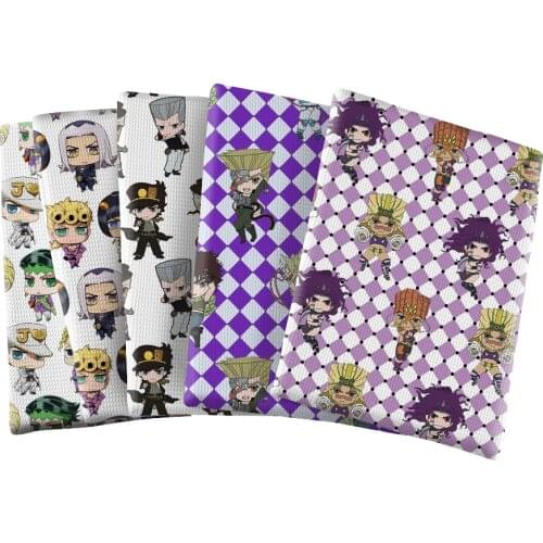 Cartoon JoJo Character Pattern Printed Bullet Textured Liverpool Patchwork Tissue Kids home textile 50*145cm