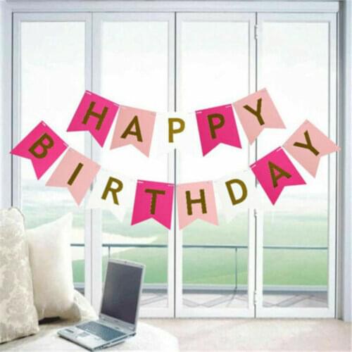Bunting Birthday Hanging Streamer Decoration Flags Party Garland Happy Banner