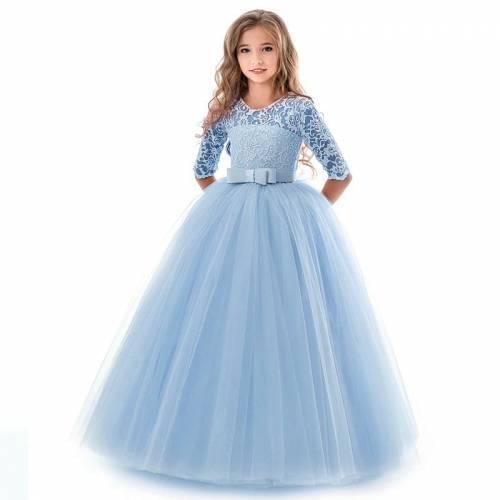 Blue Girl Children 'S Suits-Graduation Gown-Graduation Gown-The Tarlatanl Evening Ball gown 5-6-7-8-9-10-11-12-13-14 mourning