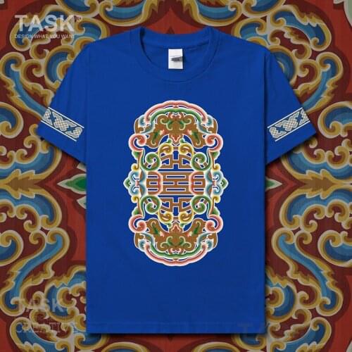 Characteristic national style t-shirt Chinese Ethnic Minorities Mongols Nationality Short sleeve clothes cotton casual tops 01