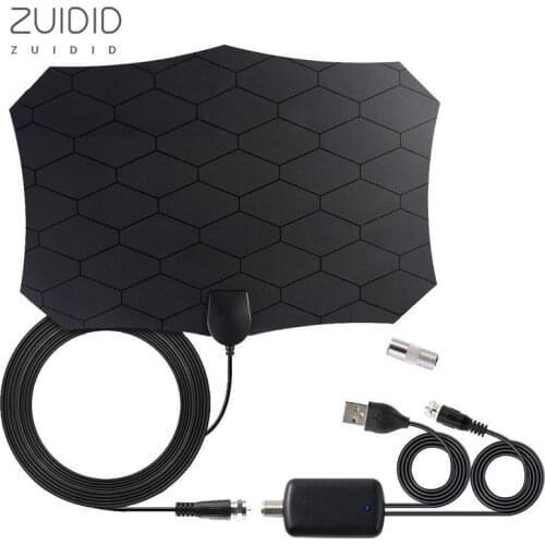 HD 4K Indoor Digital TV Antenna Black Small Pattern 1080P Universal With Amplifier 4M Cable Length