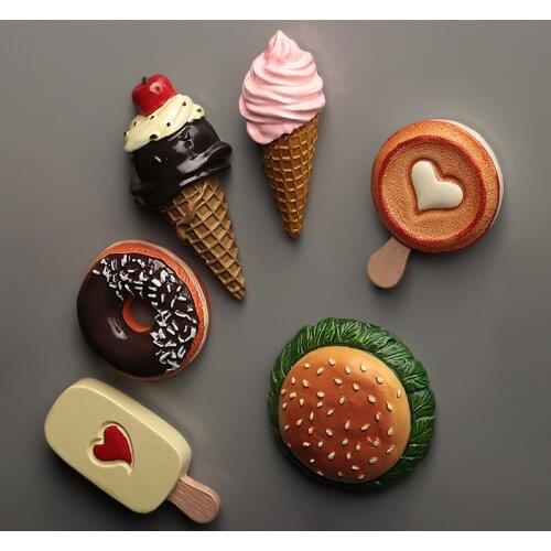 Simulation Ice Cream Cone Doughnut Food Refrigerator Stickers Creative Funny 3D Fridge Magnet Sticker Cartoon Home Decoration