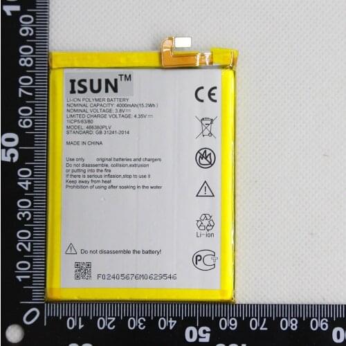ISUNOO 2pcs/lot Internal phone battery 466380PLV For ZTE Blade A610 A610C A610T BA610C BA610T 466380PLV 4000mAh Mobile battery
